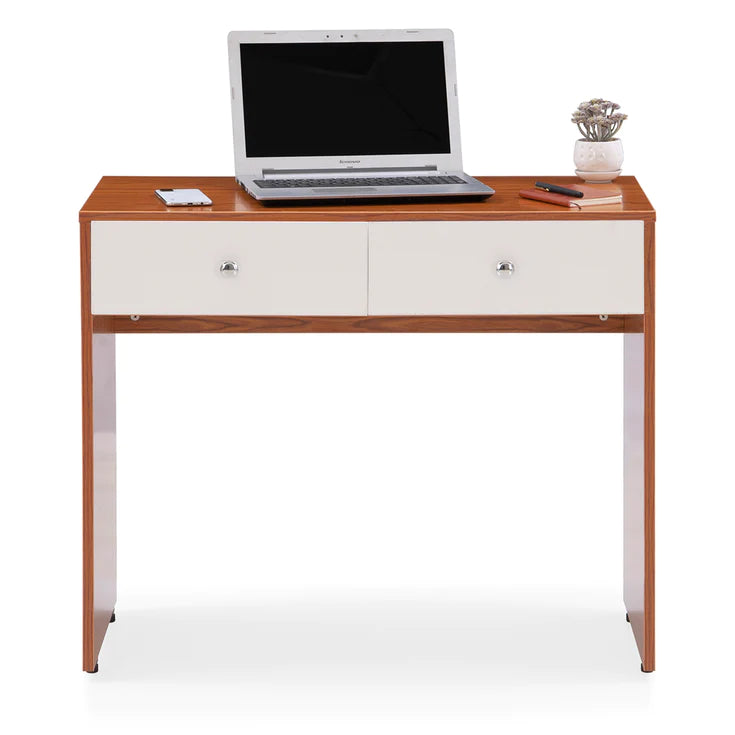 Spyder Craft Aria Study Desk with Drawers Color : White and Brown