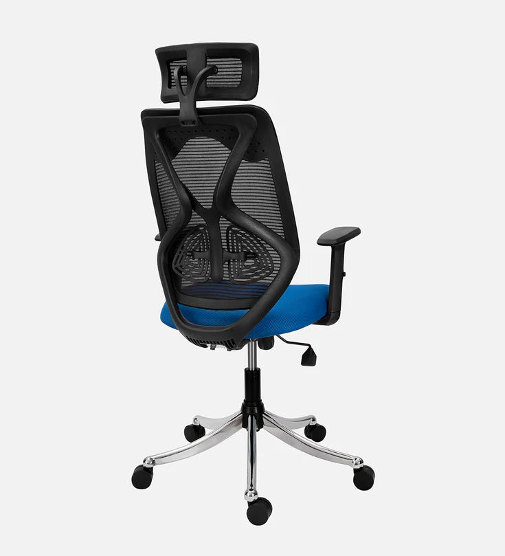 Spyder Craft Ergonomic High Back Chair in Metal Base (Blue)