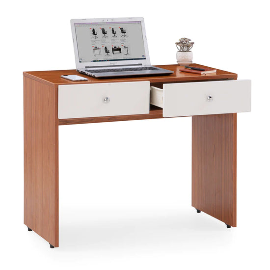 Spyder Craft Aria Study Desk with Drawers Color : White and Brown