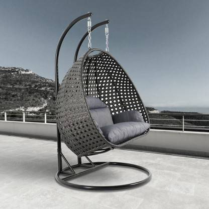 SPYDER CRAFT Double Seater Swing Chair With Stand for Patio Garden Outdoor Furniture Iron Hammock  (Brown, Grey, DIY(Do-It-Yourself))