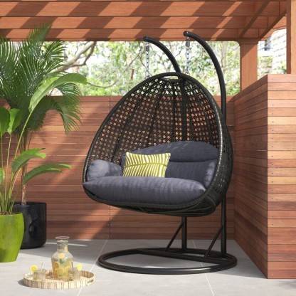SPYDER CRAFT Double Seater Swing Chair With Stand for Patio Garden Outdoor Furniture Iron Hammock  (Brown, Grey, DIY(Do-It-Yourself))