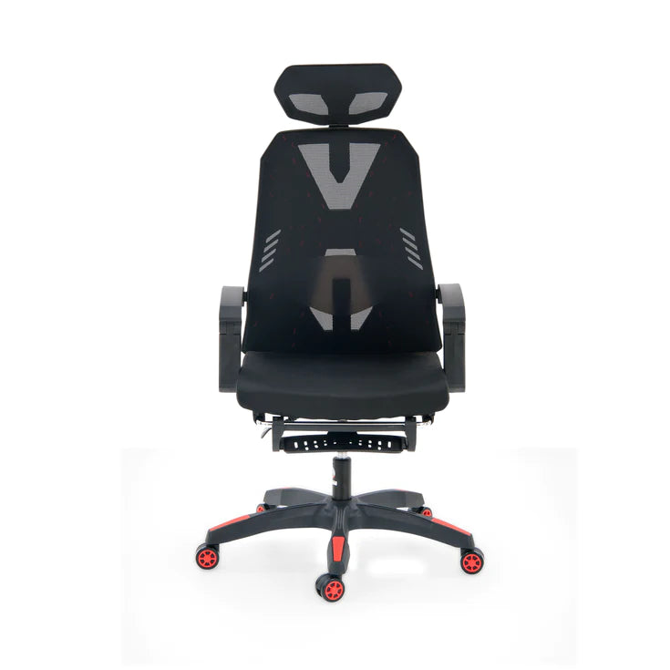 Spyder Craft Lazer Pro Gaming Chair With Leg Support In Knitted Mesh Fabric BLACK