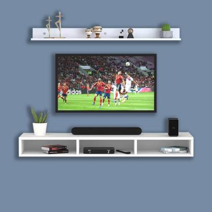 Spyder Craft Brian Wall Mounted TV Unit Up to 55 Inches for Living Room Bedroom Engineered Wood TV Entertainment Unit  (Finish Color - White, DIY(Do-It-Yourself))