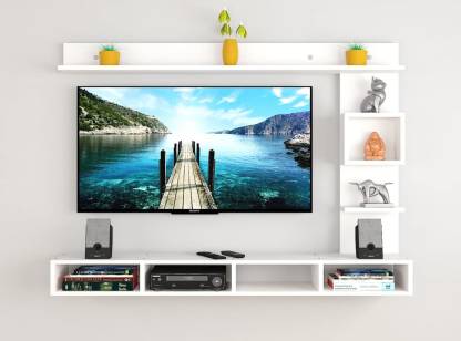 Spyder Craft W10 Wall Mounted Engineered Wooden TV Unit Up to 55 Inches for Living Room Engineered Wood TV Entertainment Unit  (Finish Color - White-2, DIY(Do-It-Yourself))
