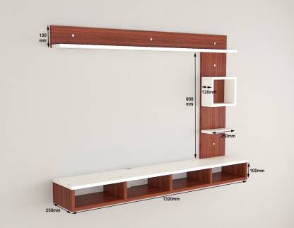 Spyder Craft W16 Wall Mounted Engineered Wooden TV Unit Up to 55 Inches for Living Room Engineered Wood TV Entertainment Unit  (Finish Color - Walnut Brown & White-2, DIY(Do-It-Yourself))