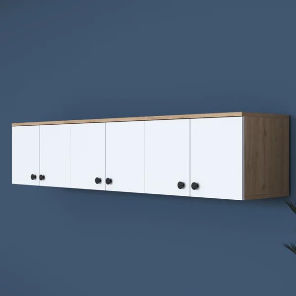 SPYDER CRAFT Matte Finish EA103 Wall Mounted Kitchen Cabinet Multi-Purpose Cabinet for Kitchen Pantry and Bathroom Organizer Color: White & Oak