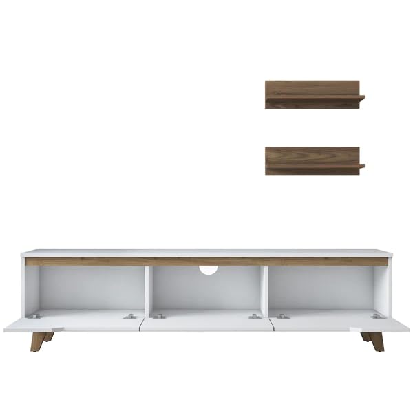 Spyder Craft D1 TV Unit with Wall Shelf,TV Stand with Bookshelf Wall Mounted with Shelf, Color: White & Brown || Assembly-DIY (Do-It-Yourself)