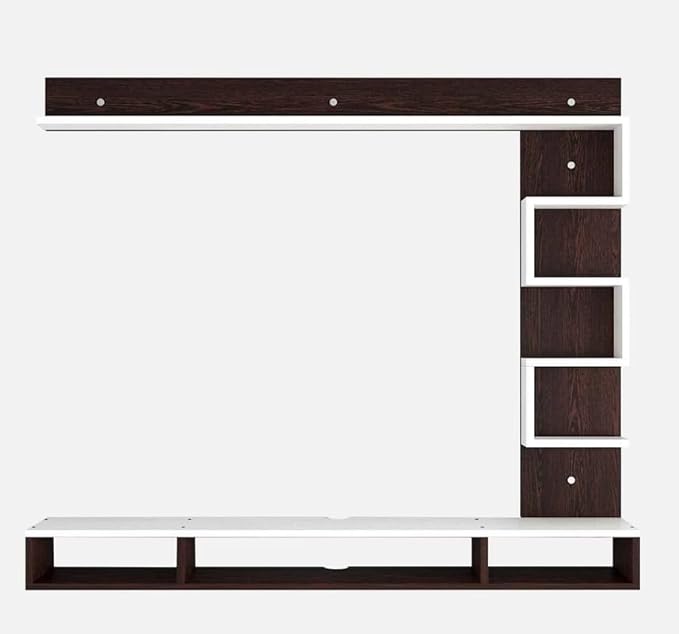 SPYDER CRAFT Matte Finish Hubert Wall Shelf TV Units Up to 43 Inches TV for Bedroom Living Room Color: Walnut Finish & White || Assembly -DIY (Do-It-Yourself)