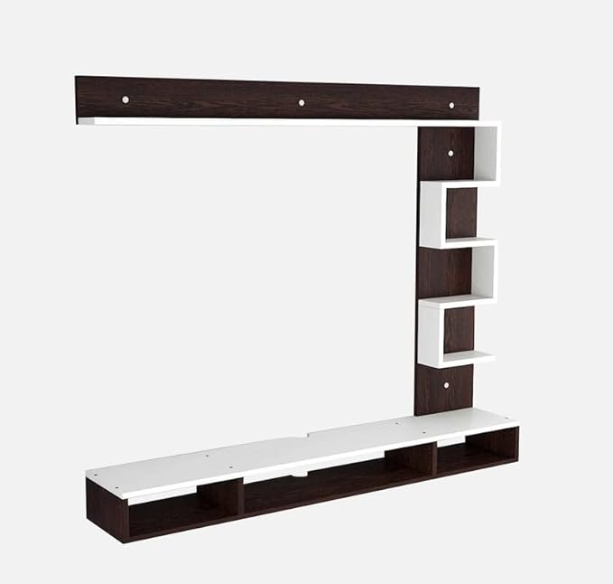 SPYDER CRAFT Matte Finish Hubert Wall Shelf TV Units Up to 43 Inches TV for Bedroom Living Room Color: Walnut Finish & White || Assembly -DIY (Do-It-Yourself)