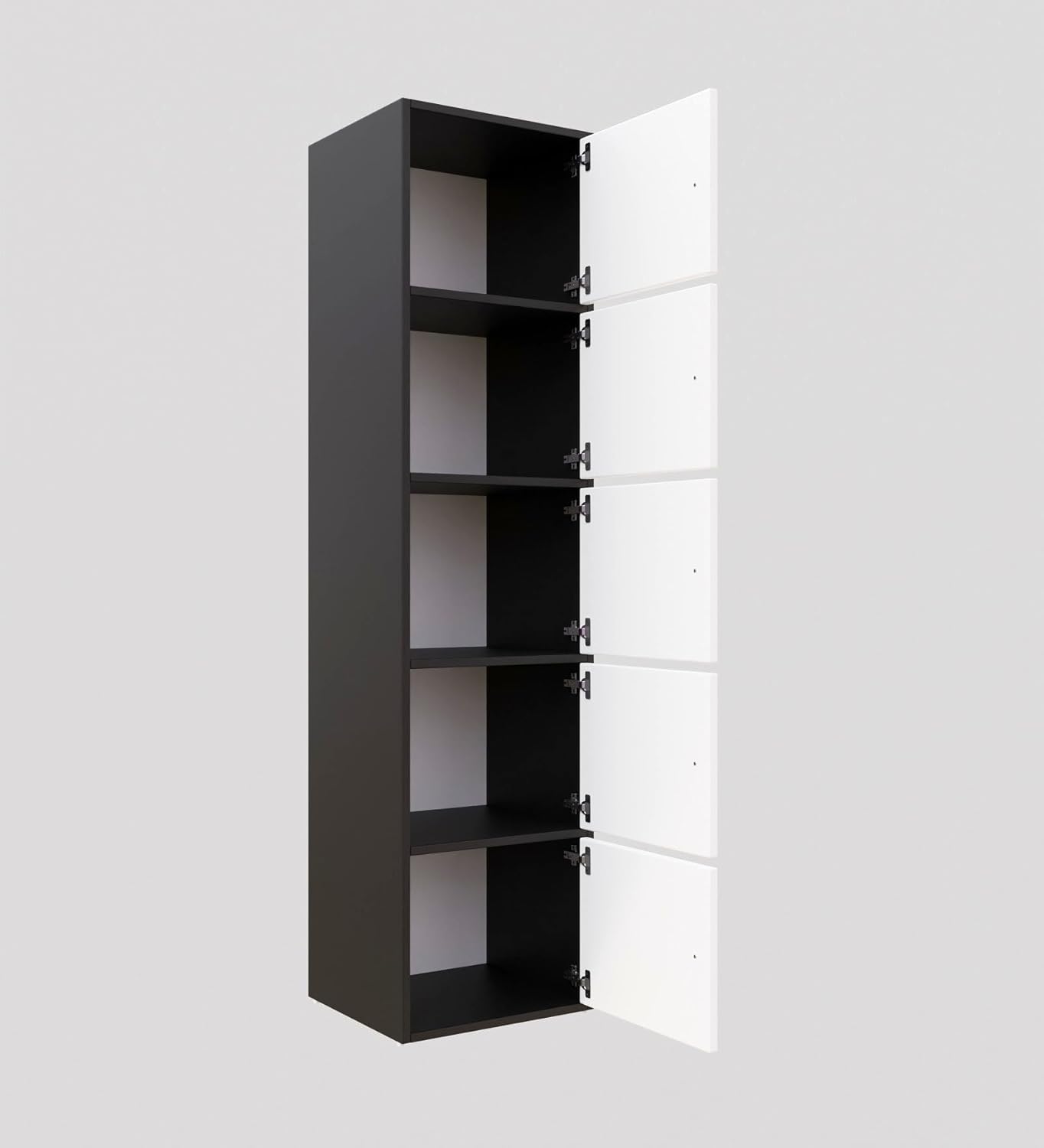 Spyder Craft Wooden Cabinet - Five Tier Engineered Wood Storage Cabinet for Living Room, Space Saving Furniture for Home, Office, Kitchen, Color Black-White -L 38 x B 38 x H 165.5 cm 1 Year Warranty