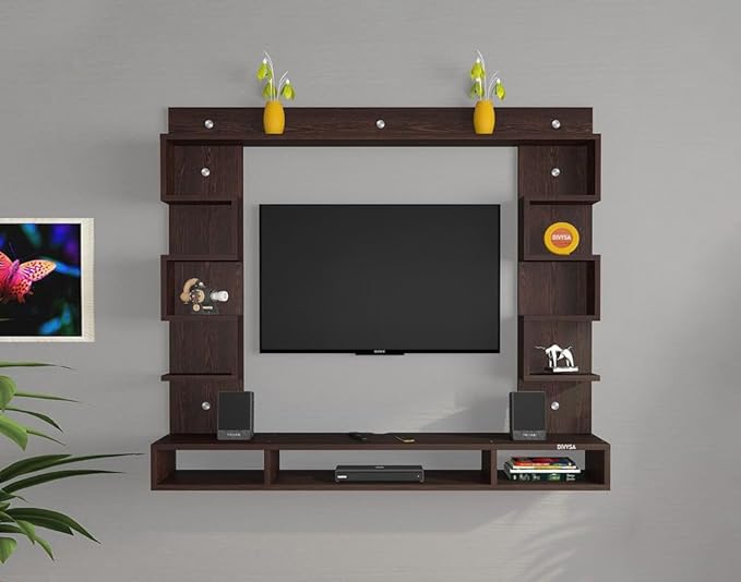 SPYDER CRAFT Matte Finish Heller Wall Shelf TV Units Up to 43 Inches TV for Bedroom Living Room Color: Walnut Finish || Assembly-DIY (Do-It-Yourself)