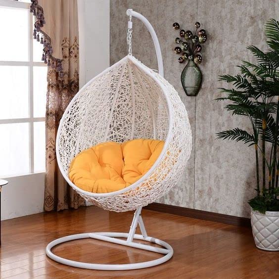 Spyder Craft Swing Chair With Stand And Cushion For Adult Iron Hammock  (White Orange, DIY(Do-It-Yourself))