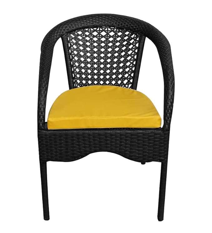SPYDER CRAFT Rattan Wicker Patio Furniture Sets Outdoor Garden Balcony Coffee Chair Table Set 2+1 with Cushion, Powder Coated, UV Protected, (Black)