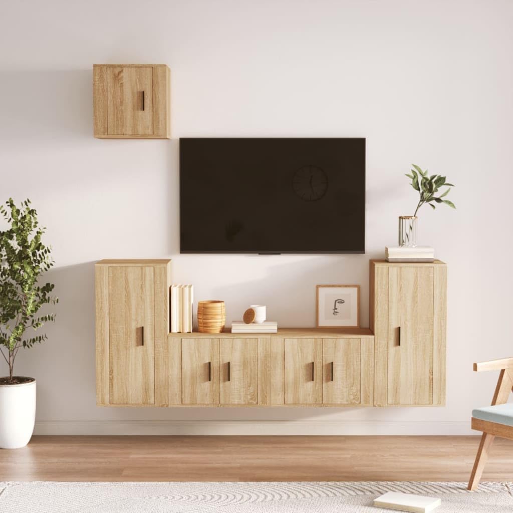 Spyder Craft TV Unit Furniture sets - 5 Piece TV Cabinet Set Sonoma Oak Engineered Wood