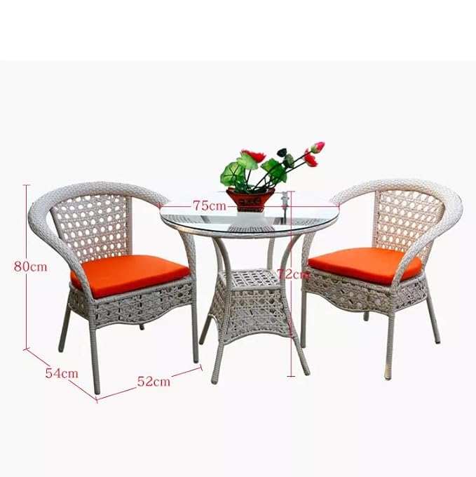 SPYDER CRAFT Rattan Wicker Patio Furniture Sets Outdoor Garden Balcony Coffee Chair Table Set 4+1 with Cushion, Powder Coated, UV Protected, (White)