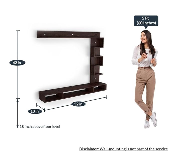 SPYDER CRAFT Matte Finish Hubert Wall Shelf TV Units Up to 43 Inches TV for Bedroom Living Room Color: Walnut Finish || Assembly -DIY (Do-It-Yourself)