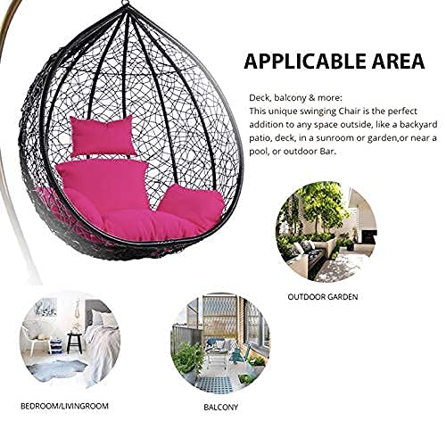 Spyder Craft Single Seater Hammock Swing Chair with Stand and Cushion for Patio Balcony Garden Terrace Living Room Relaxing Chair Powder Coated Color: Black and White