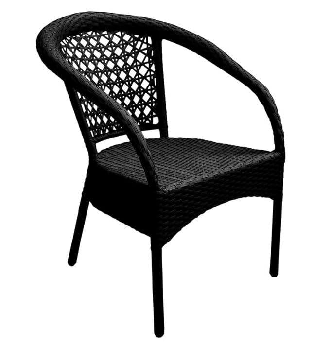 SPYDER CRAFT Rattan Wicker Patio Furniture Sets Outdoor Garden Balcony Coffee, 2 Chairs 1 Table Set, Powder Coated, UV Protected, (Black)