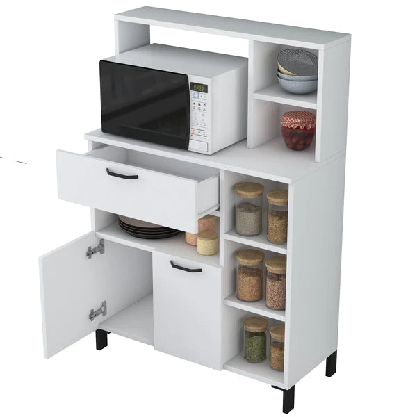 Spyder Craft F6 Multi-Purpose Cabinet 2 Doors 8 Shelves 1 Drawer Kitchen Cabinet White