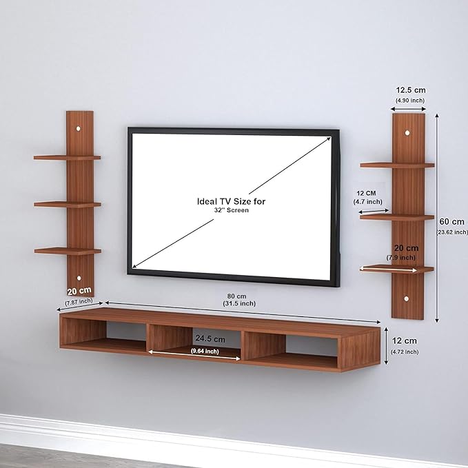 SPYDER CRAFT Matte Finish Harries Mini Engineered Wood Wall Mount TV Entertainment Unit, TV Up to 43 Inches for Bedroom Living Room, Color: Classic Walnut || Assembly-DIY (Do-It-Yourself)