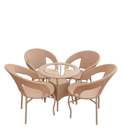 SPYDER CRAFT Rattan Wicker Patio Furniture Sets Outdoor Garden Balcony Coffee, Chair Table Set 4+1, Powder Coated, UV Protected, (Beige)