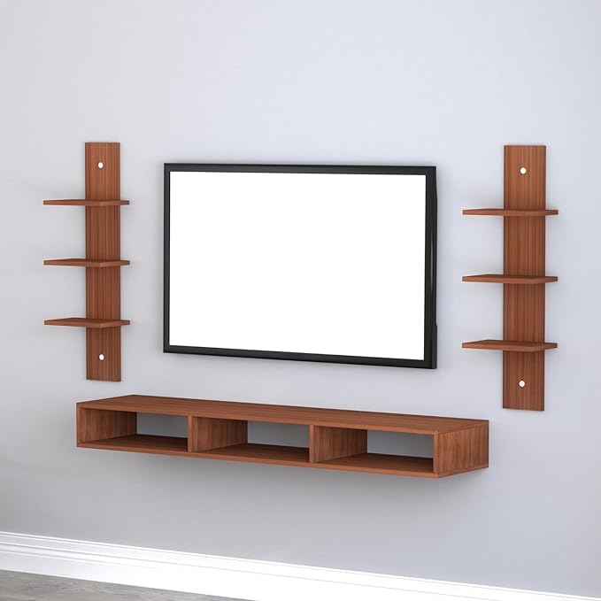 SPYDER CRAFT Matte Finish Harries Mini Engineered Wood Wall Mount TV Entertainment Unit, TV Up to 43 Inches for Bedroom Living Room, Color: Classic Walnut || Assembly-DIY (Do-It-Yourself)