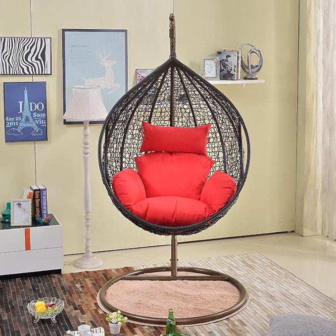 Spyder Craft  Single Seater Swing Chair withStand For Adult Iron Hammock  (Red, DIY(Do-It-Yourself))