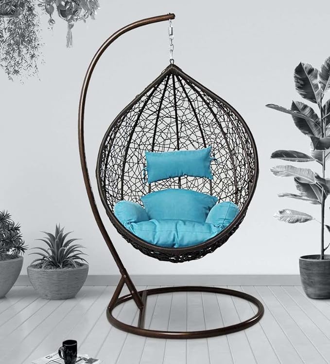 Spyder Craft ingle Seater Swing chair With Stand And Cushion For Adult Iron Hammock  (Blue, DIY(Do-It-Yourself))