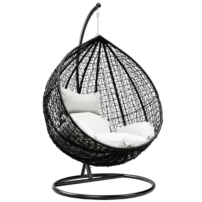 Spyder craft Swing chair With Stand And Cushion For Adult Iron Hammock  (Black Wihite, DIY(Do-It-Yourself))