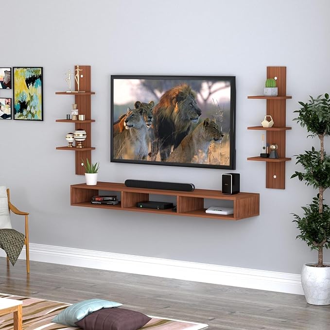 SPYDER CRAFT Matte Finish Harries Mini Engineered Wood Wall Mount TV Entertainment Unit, TV Up to 43 Inches for Bedroom Living Room, Color: Classic Walnut || Assembly-DIY (Do-It-Yourself)