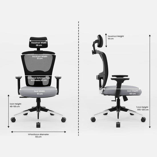 Spyder Craft Premium High-Back Mesh Ergonomic Chair for Work from Home & Office with Multi-Tilt Lock Mechanism, 2-Dimensional Adjustable 2-Dimensional Adjustable Armrest & High Comfort Seating (Black Grey)
