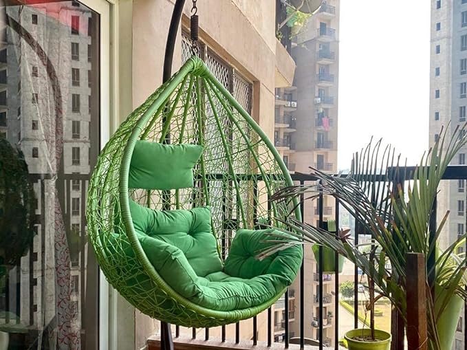 Spyder Craft Single Seater Hammock Swing Chair with Stand and Cushion for Patio Balcony Garden Terrace Living Room Relaxing Chair Powder Coated Color : Green