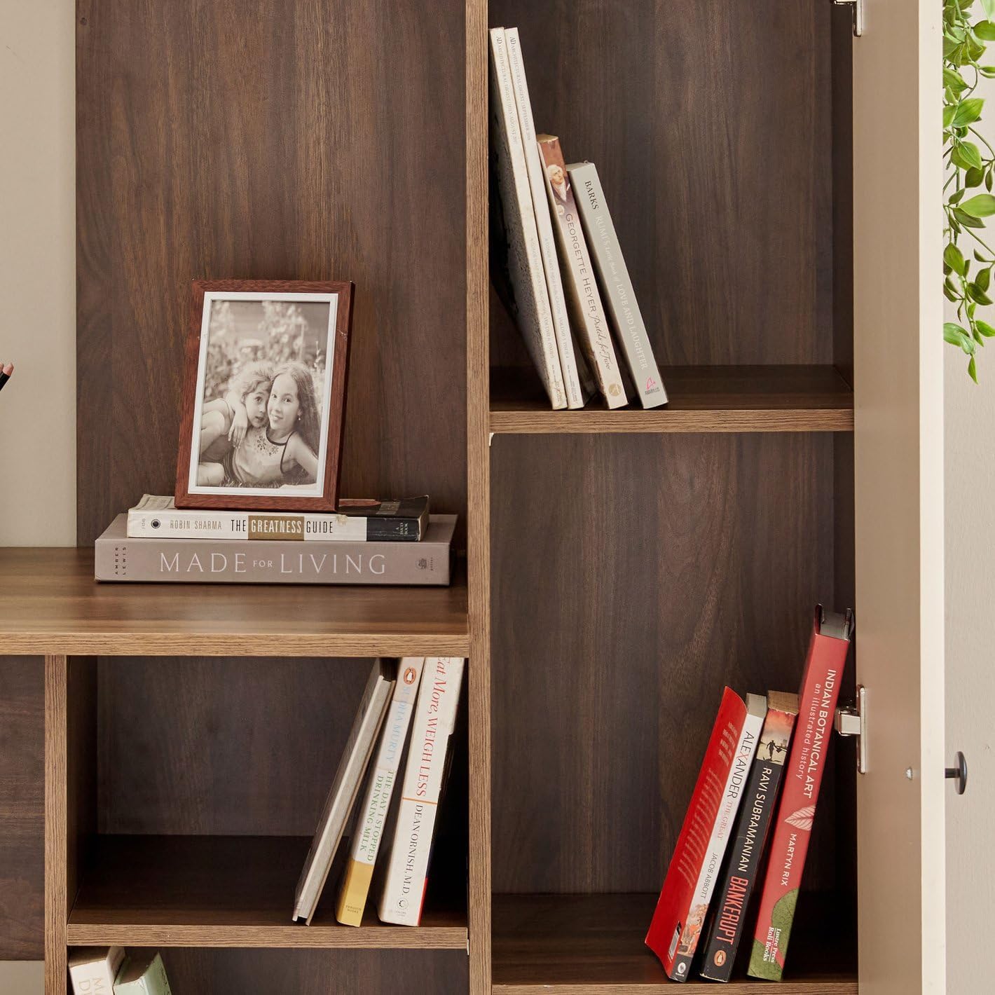 Spydercraft Modern Dyna Study Table with Storage Cabinet – Space-Saving Work Desk in Walnut & White Finish