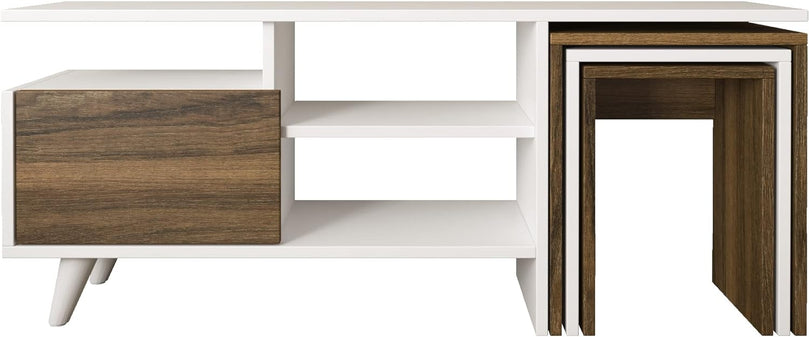 Spyder Craft TV Cabinet Nature Nesting Table TV Unit - TV Stand White-Walnut