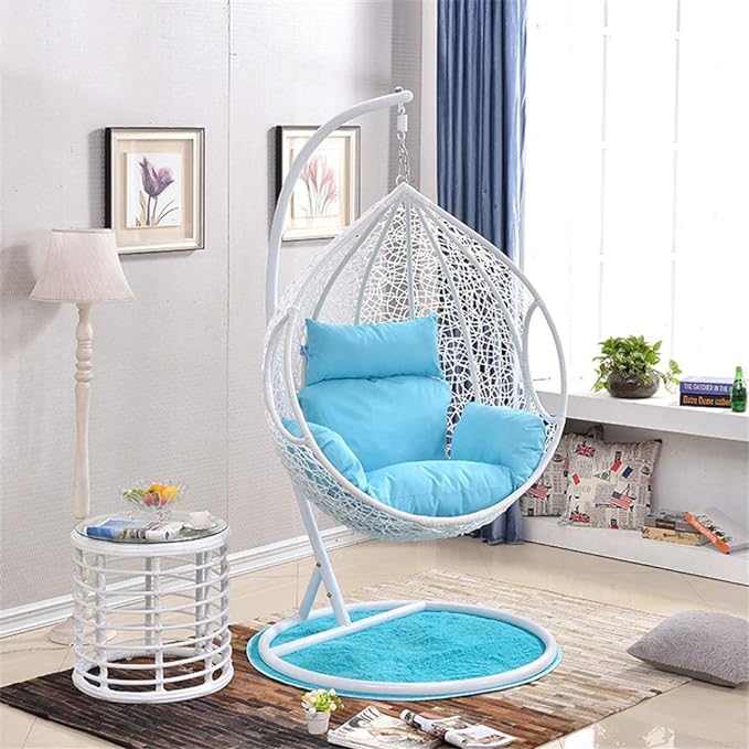 Spyder Craft Swing chair With Stand And Cushion For Adult Iron Hammock  (White Sky Blue, Blue, DIY(Do-It-Yourself))