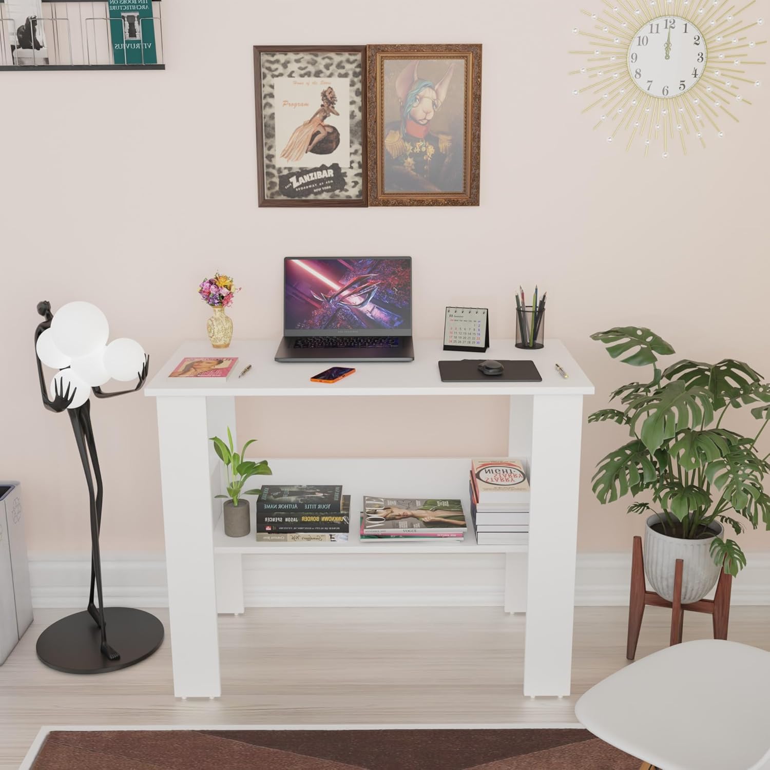 SPYDER CRAFT Genesis Engineering Wood Modern Office Desk Study Table Computer Table for Office Work from Home Kids Study Room Workstation Color -White (White)