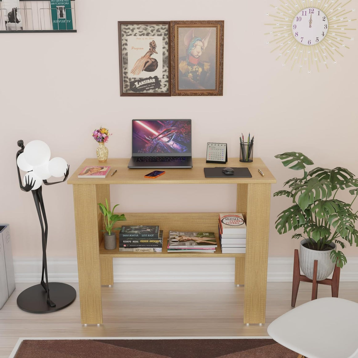 SPYDER CRAFT Genesis Engineering Wood Modern Office Desk Study Table Computer Table for Office Work from Home Kids Study Room Workstation Color-Oak