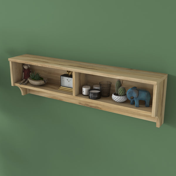 Spyder Craft AF101 Wall Shelf 2 Section Decorative Shelf Basket Walnut
