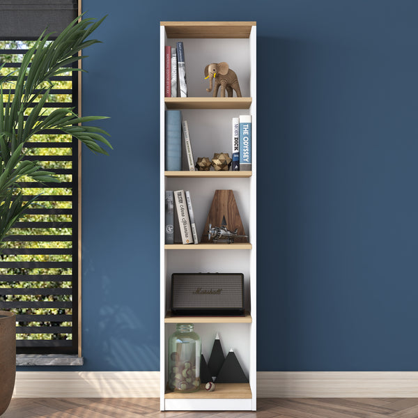 Spyder Craft HC111 Bookcase Study Room with 5 Shelves Library Modern Wall Shelf White - Basket Walnut Save 18%