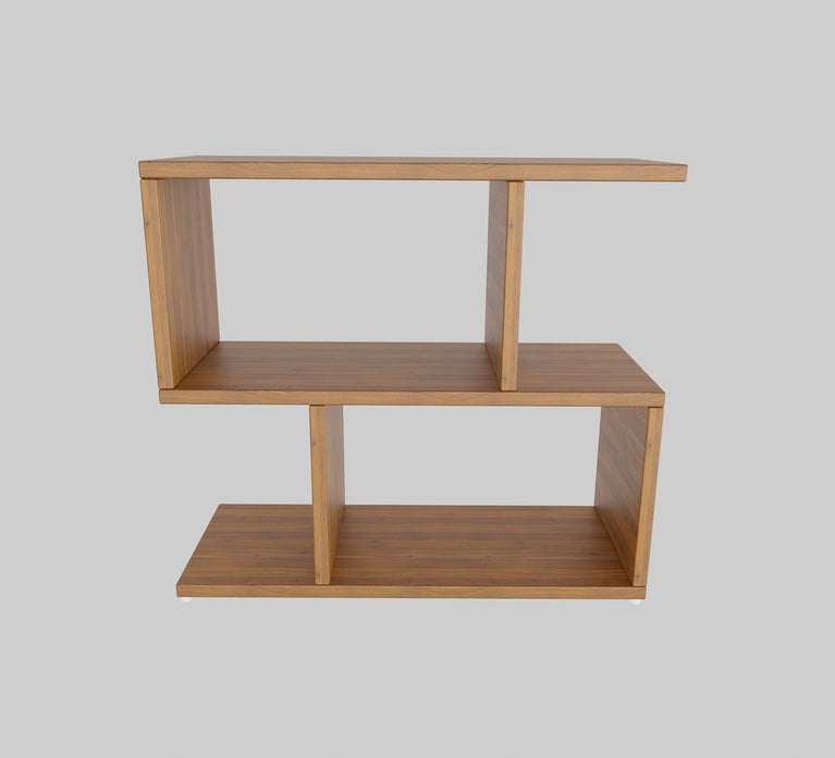 Spydercraft Zig Zag Bedside Table in Noce Lyon Finish | Modern Wooden Nightstand with Open Shelves | Engineered Wood Side Table