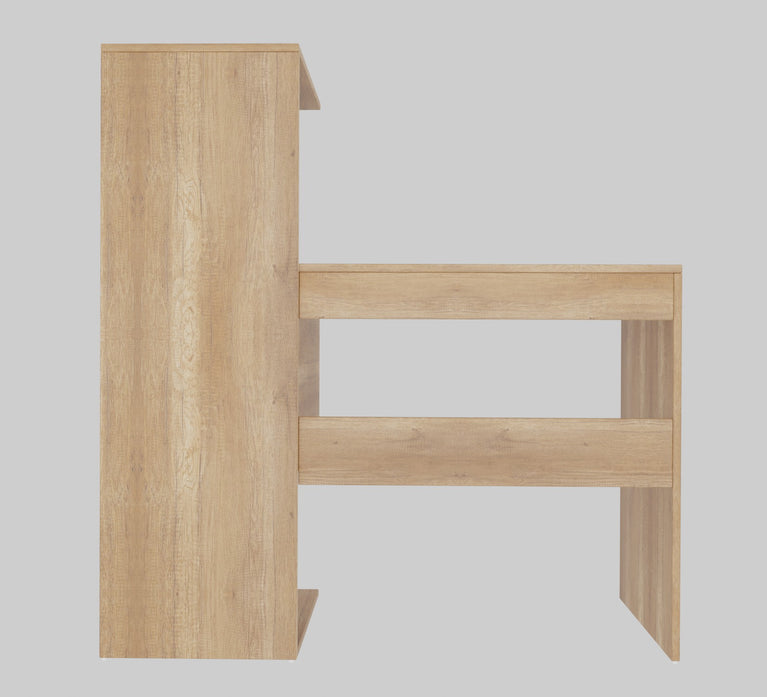 Spydercraft Tulip Study Table | Modern Study & Office Desk with Open Storage Shelves | Engineered Wood Writing Table for Home & Office | Canyon Oak Finish