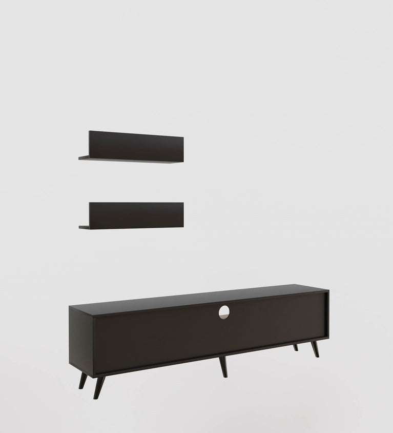 SPYDERCRAFT Matte Finish M5+D4 TV Entertainment Unit with Shelves| Color: Black| Do-It-Yourself Product