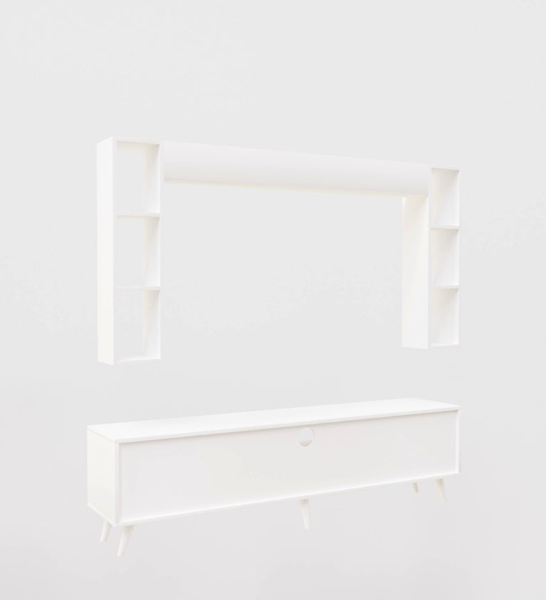 SPYDERCRAFT Matte Finish M5 TV Entertainment Unit with Shelves| Color: White| Do- It- Yourself Product