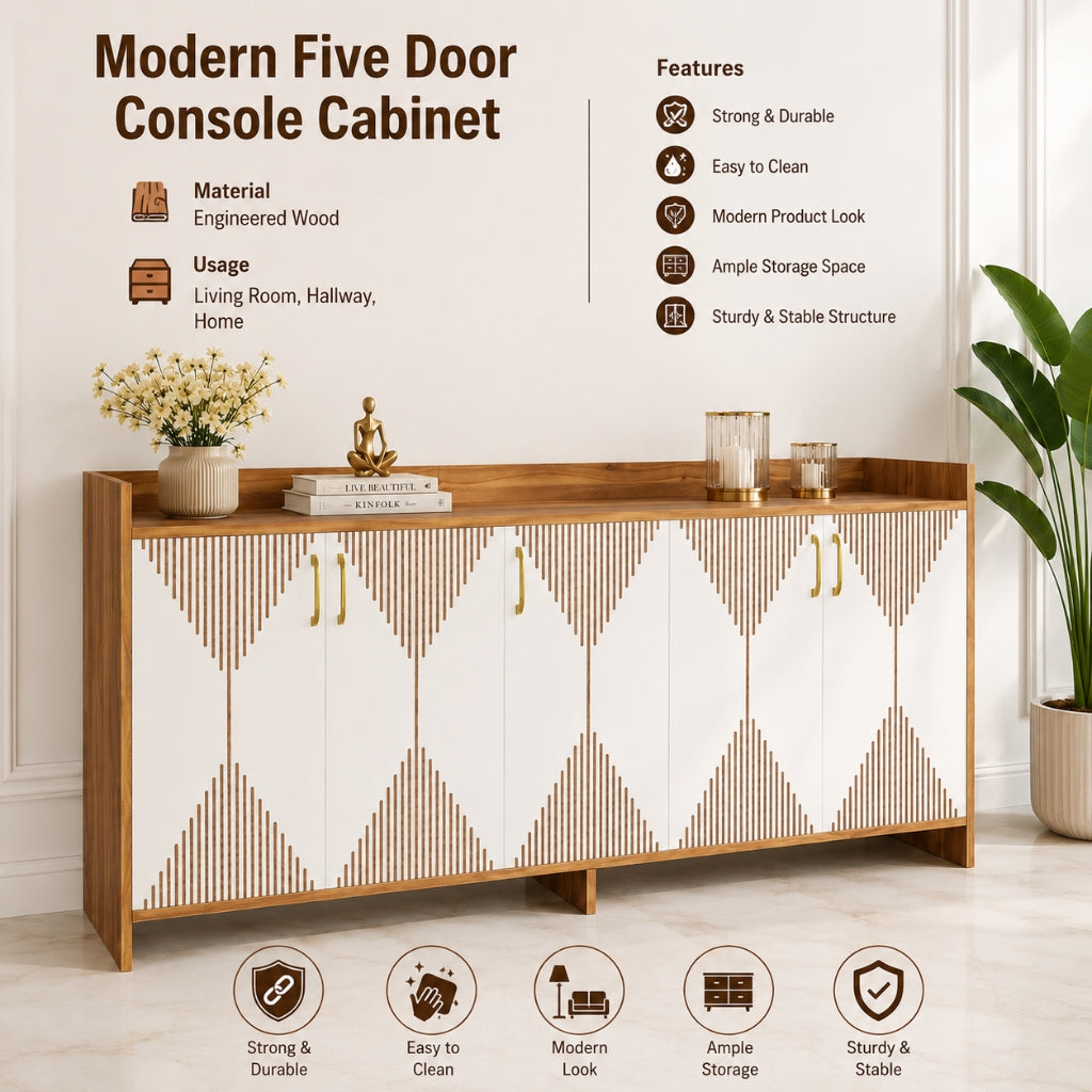 Spydercraft Matte Finish Meko Console Table| Modern Noce Lyon & White Console Table – Stylish Storage Cabinet for Living Room & Entryway| Do-It-Yourself Product