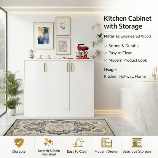 Spydercraft Accent Modern Storage Cabinet with Matte Finish and Premium Metal Handles