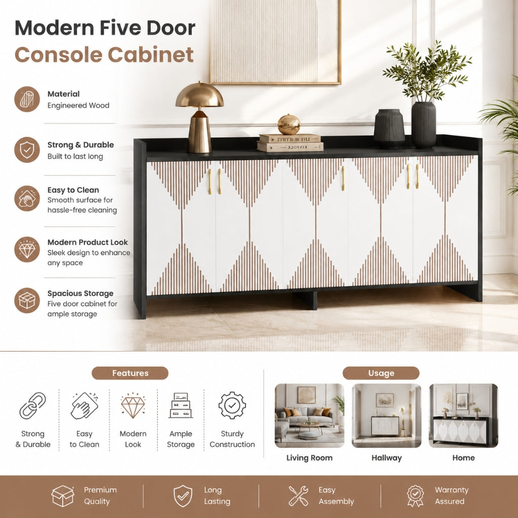 Spydercraft Matte Finish Meko Console Table| Modern Black & White Console Table – Stylish Storage Cabinet for Living Room & Entryway| Do-It-Yourself Product