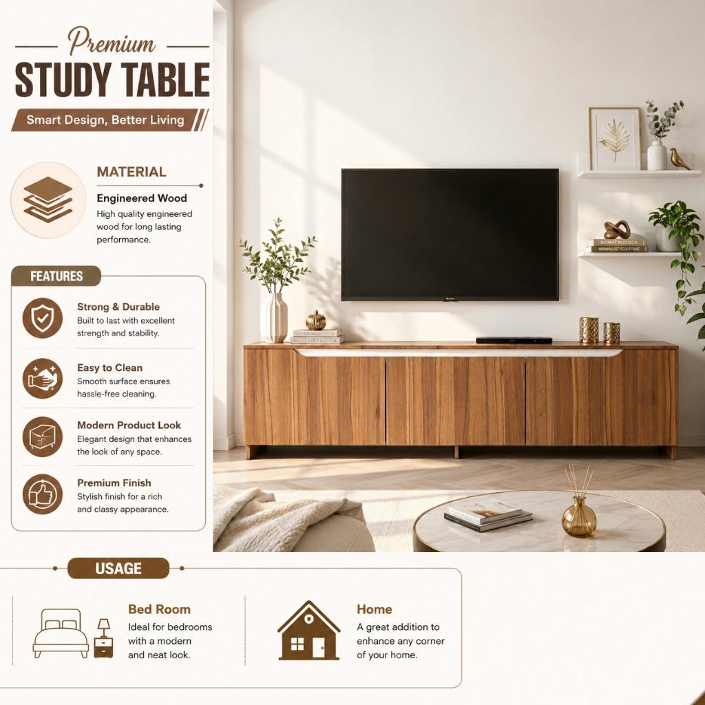 Spydercraft Modern Walnut TV Cabinet with Storage & Floating Shelves | 180 cm Entertainment Unit