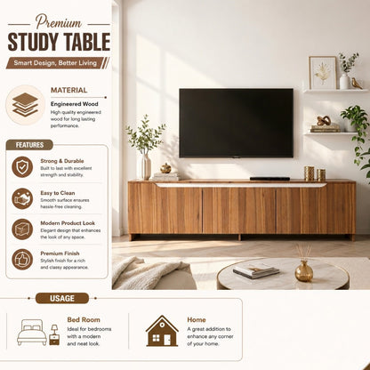 Spydercraft Modern Walnut TV Cabinet with Storage & Floating Shelves | 180 cm Entertainment Unit