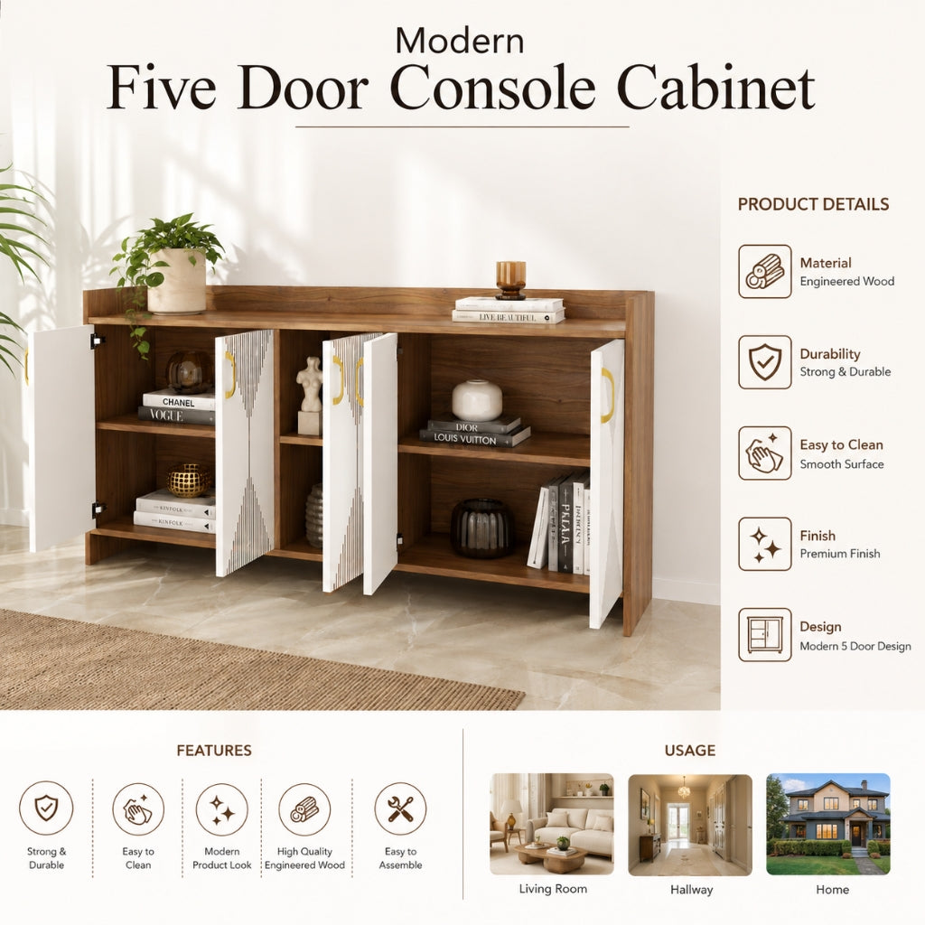 Spydercraft Matte Finish Meko Console Table| Modern Noce Lyon & White Console Table – Stylish Storage Cabinet for Living Room & Entryway| Do-It-Yourself Product