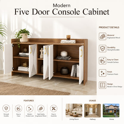Spydercraft Matte Finish Meko Console Table| Modern Noce Lyon & White Console Table – Stylish Storage Cabinet for Living Room & Entryway| Do-It-Yourself Product